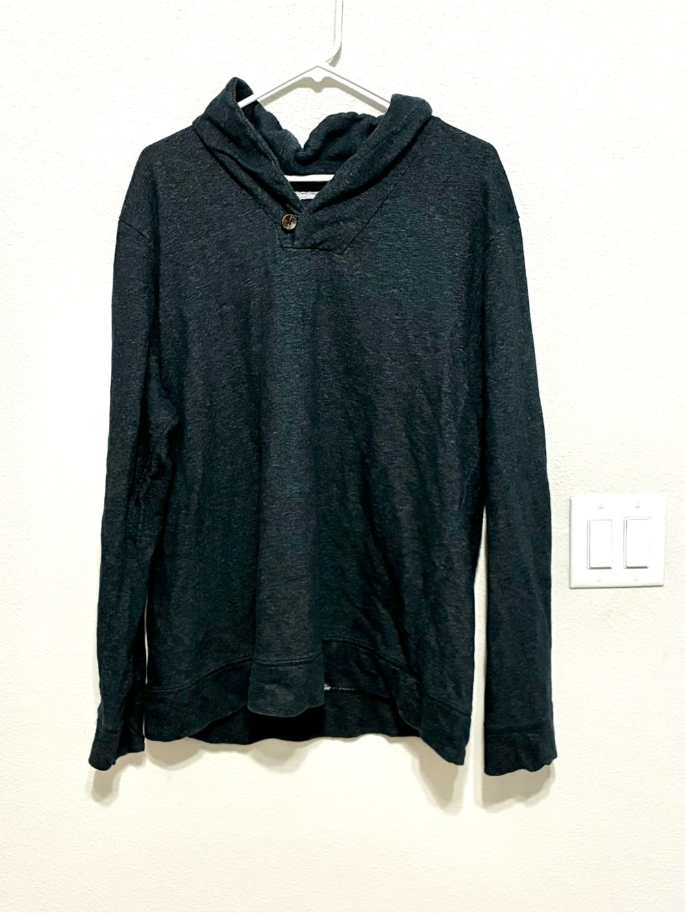 Banana Republic Men's Charcoal Hooded Long-Sleeve Pullover XXL Neutral Casual